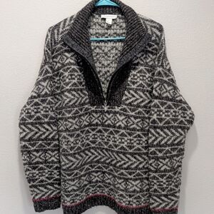 Christopher & Banks Black and Gray Zip-Up Sweater